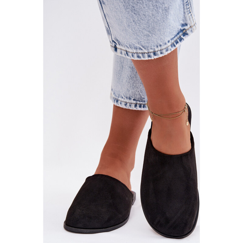 Kesi Dámske ploché šľapky z eko semišu Veronelle čierne 67901801