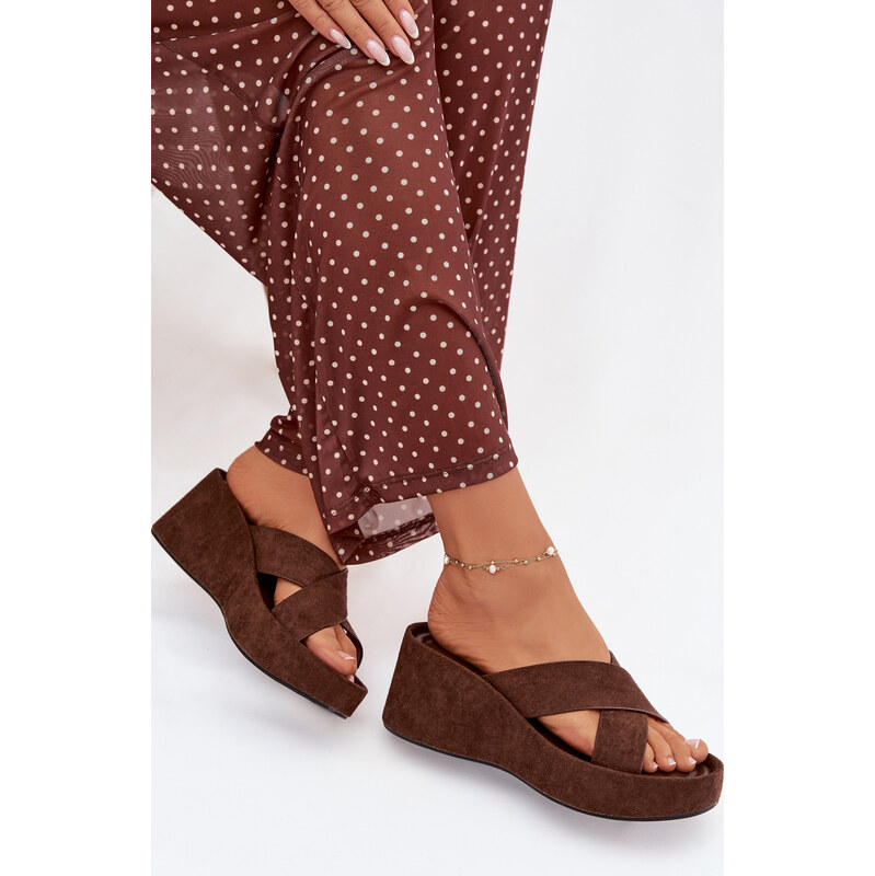 Kesi Dámske šľapky na kline z eko semišu Calorine 67901803