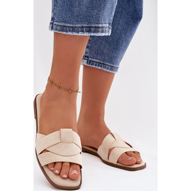 Kesi Dámske ploché šľapky s opaskami z eko semišu Florane 67901837