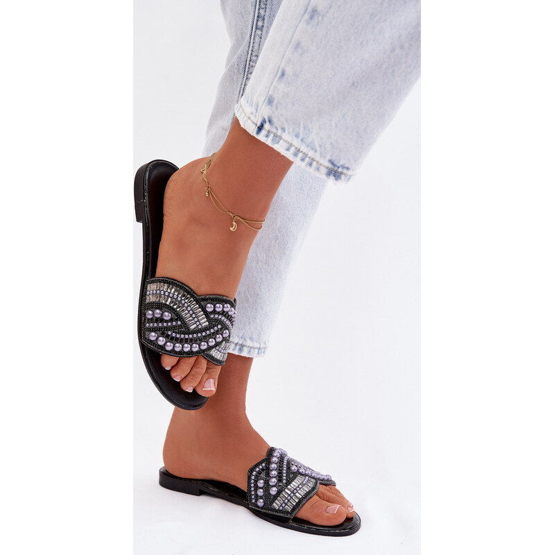 Kesi Dámske zdobené šľapky na plochom podpätku Dovima 67901866