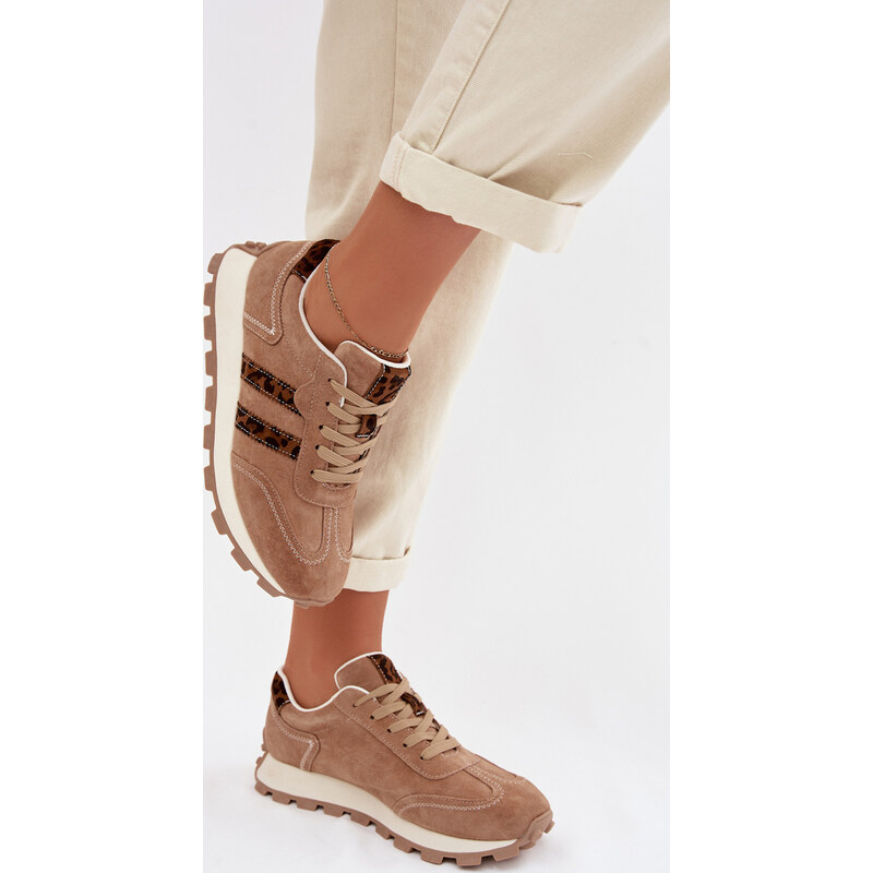 Kesi Hnedé dámske semišové sneakersy na platforme s leopardím vzorom S 67901898