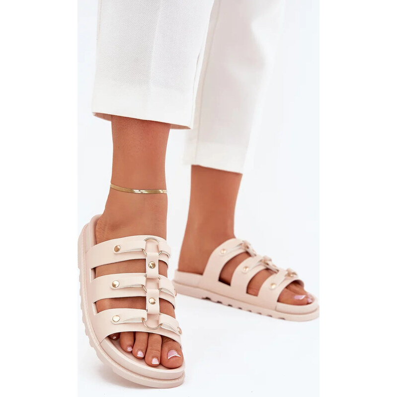 Kesi Svetlo béžové dámske šľapky s opaskami 67901942