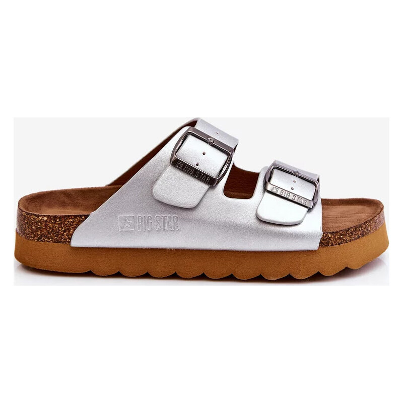 Klasické dámske šľapky Big Star LL274476 Strieborné 67901962