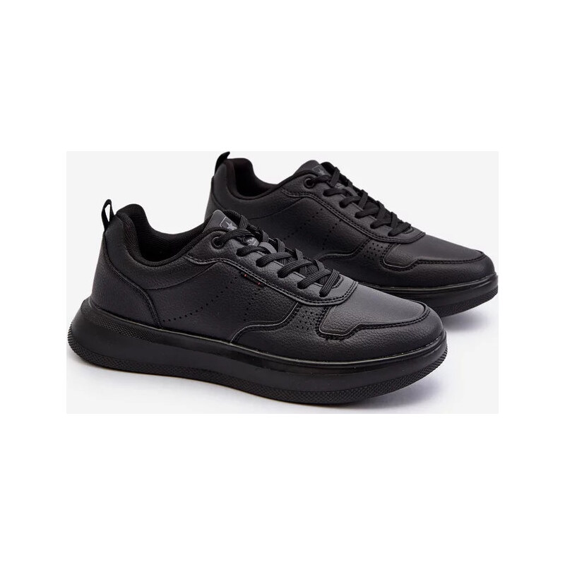 Kesi Čierne pánske tenisky na platforme vyrobené z eko kože Uziran 67901973