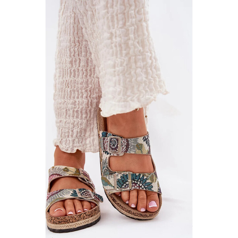 Dámske vzorované šľapky na korkovej platforme s prackami Lee Cooper 67901980