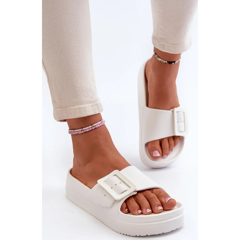 Biele dámske penové šľapky na platforme Big Star 67901982