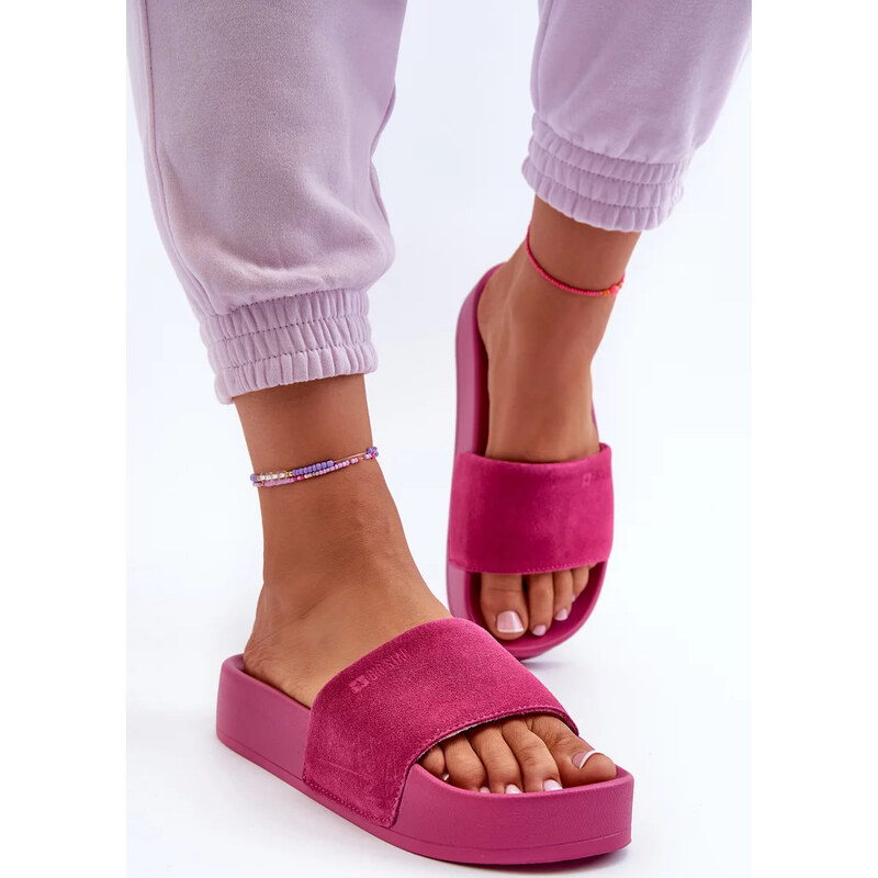 Dámske semišové šľapky na platforme Big Star Fuchsia 67901991