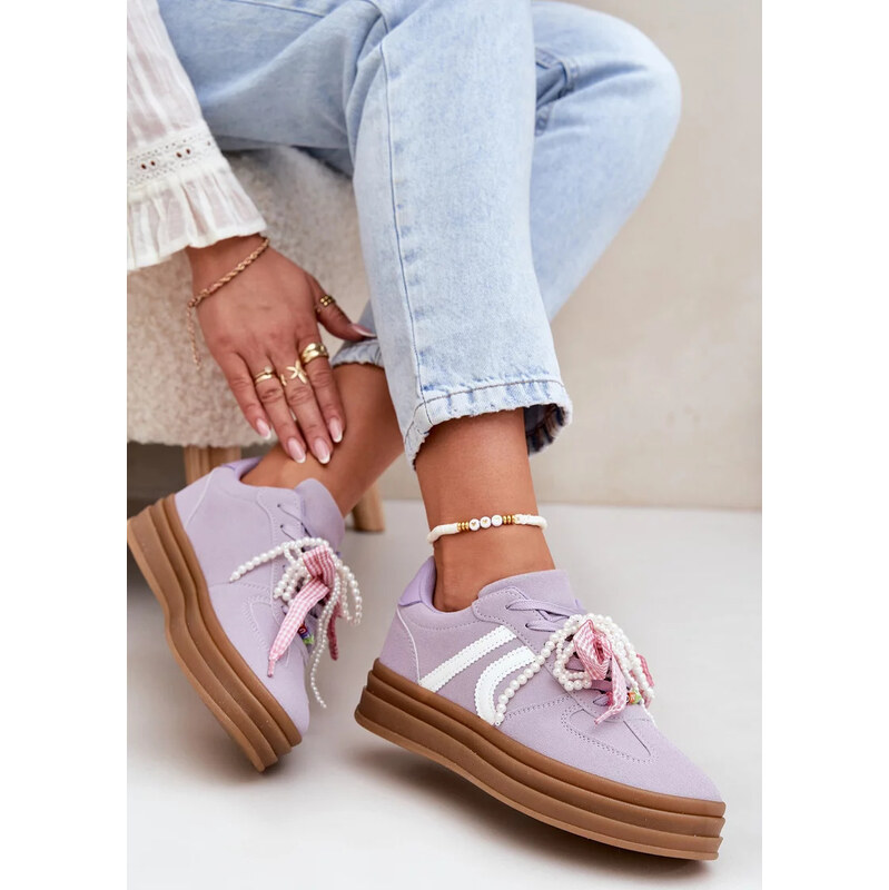 Kesi Fialové dámske tenisky na platforme s ozdobami Vinness 67902010