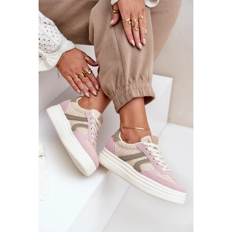 Kesi Viacfarebné dámske tenisky s pleteným vzorom na platforme Lesida 67902015