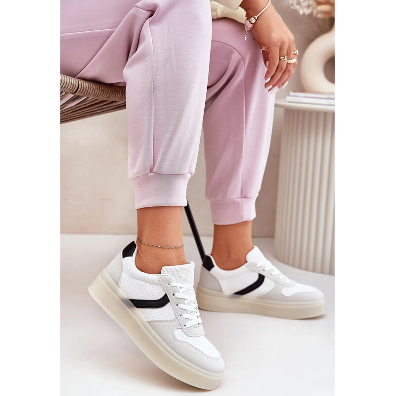 Kesi Biele dámske nízke tenisky na platforme Telmira 67902036