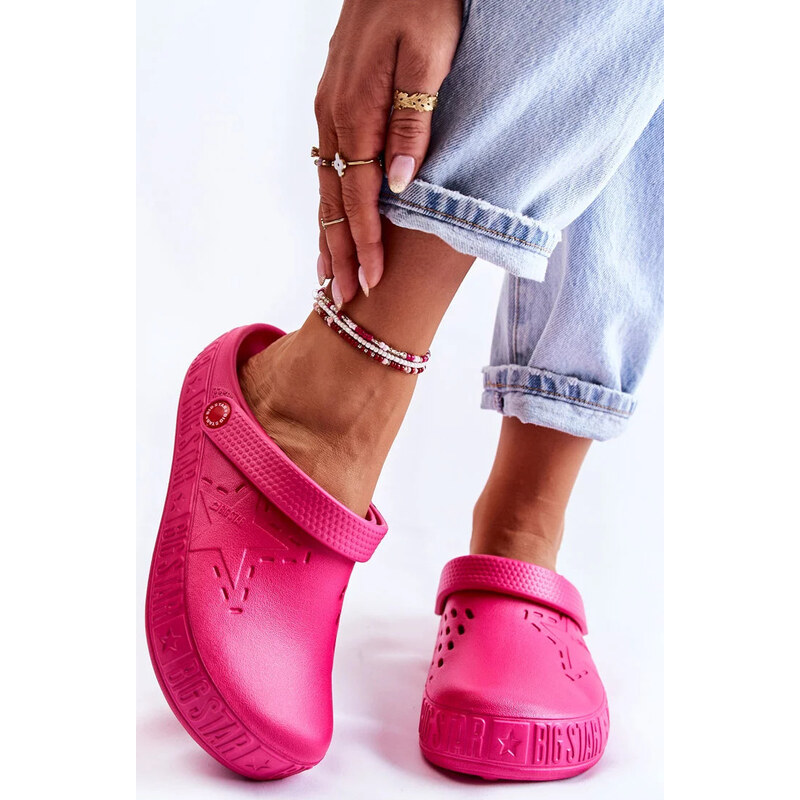 Fuchsiové dámske nazúvacie šľapky Big Star 67902038