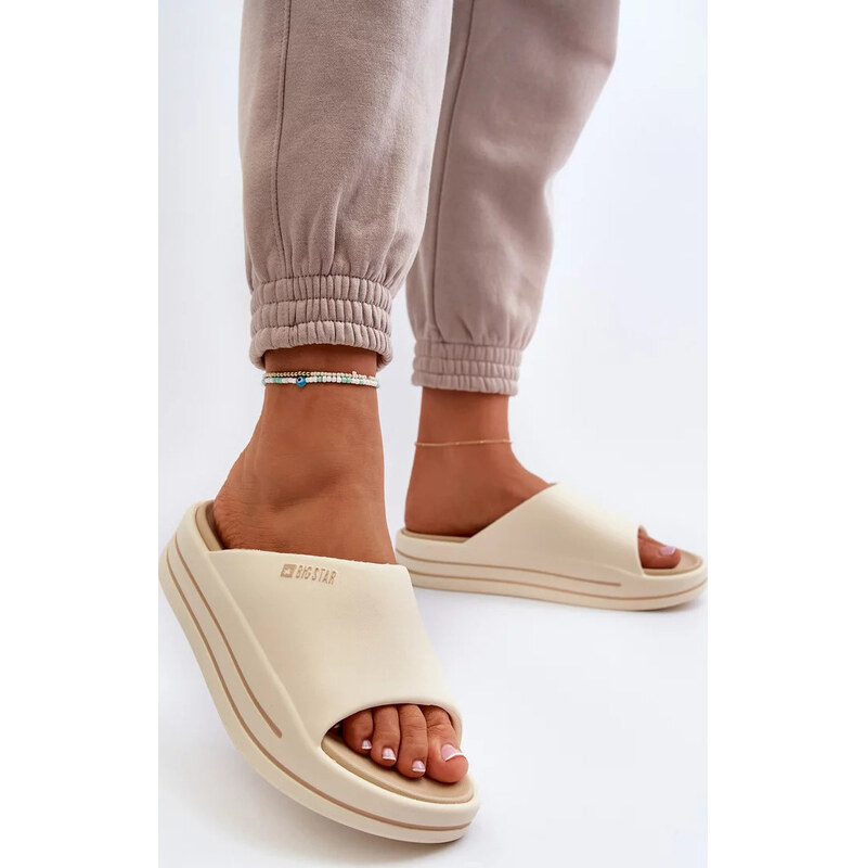 Béžové dámské pantofle na platformě Big Star 67902050