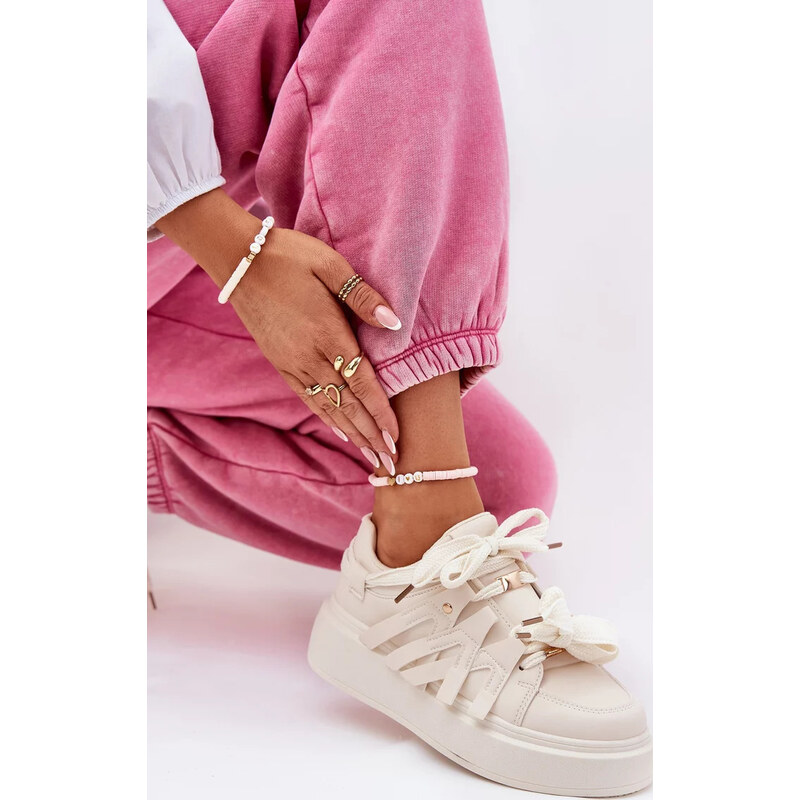 Kesi Béžové dámske sneakersy z eko kože na platforme Penolle 67902065