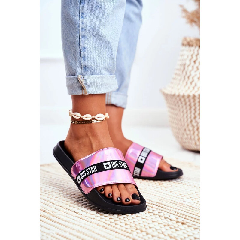 Ružové dámske módne šľapky Big Star 67902105