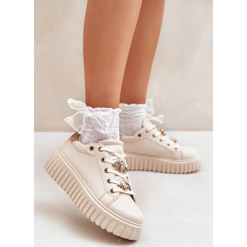 Kesi Béžové dámske sneakersy s pripínacími ozdobami Grelesi 67902111
