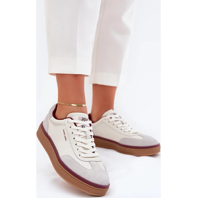 Kesi Bielo-sivé dámske kožené sneakers Daniel Lopez Just Dare 67902116