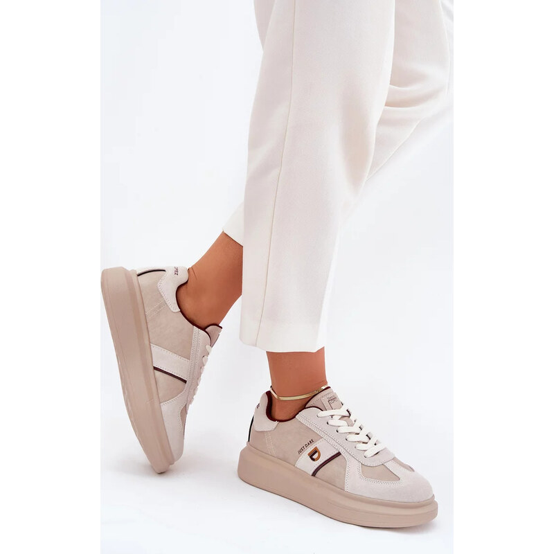 Kesi Béžové dámske kožené tenisky na platforme Daniel Lopez Just Dare 67902126