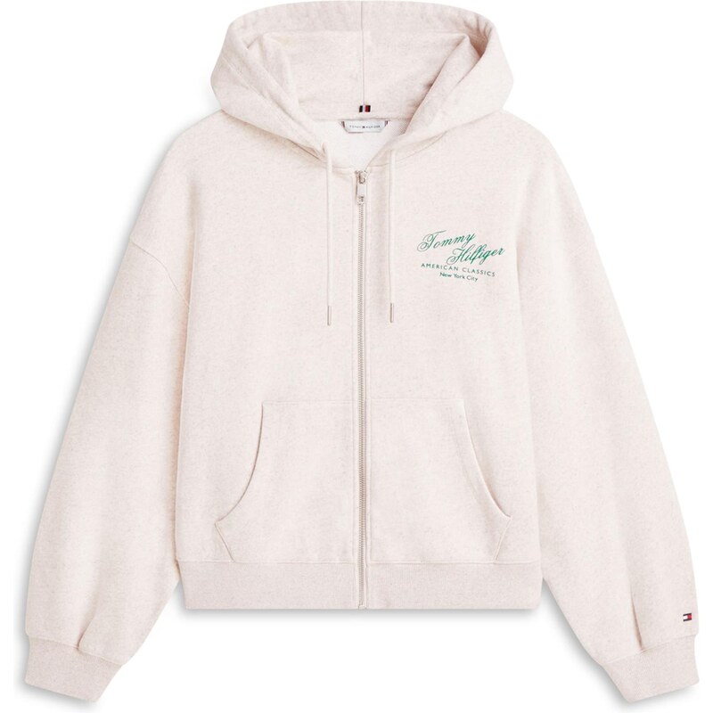 TOMMY HILFIGER Tepláková bunda svetlobéžová / zelená 67902880