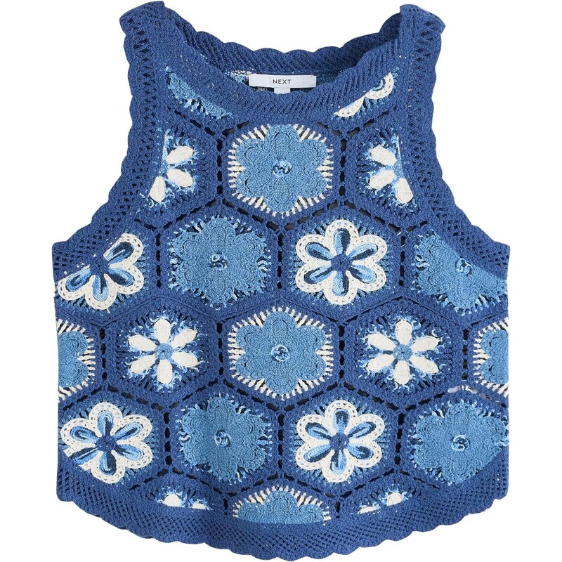 Next Vyšívaný top zafírová / nebesky modrá / šedobiela 67903155