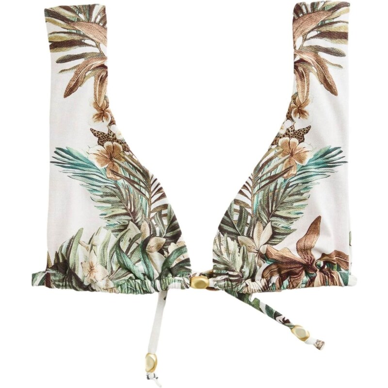 Next Bikinový top svetlohnedá / petrolejová / biela 67903369