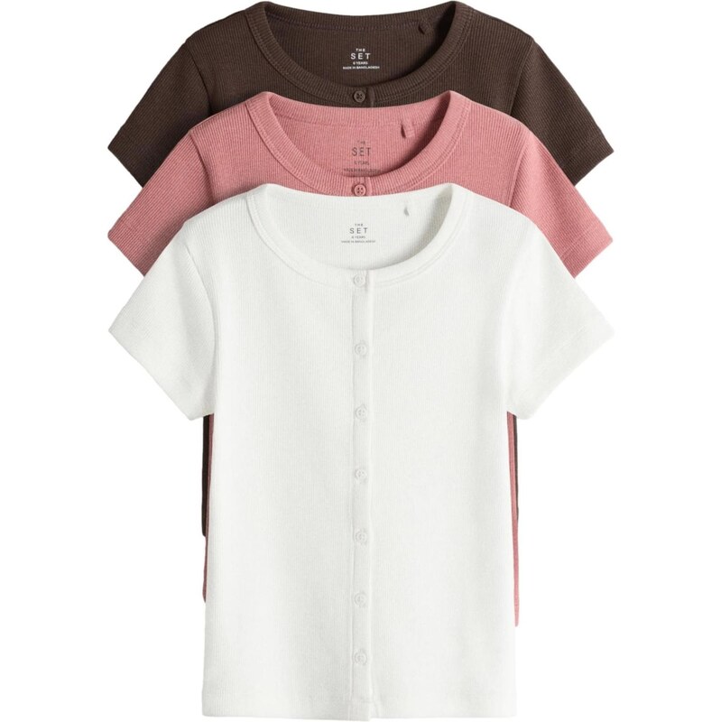 The Set Kardigán tmavohnedá / ružová / biela 67903397