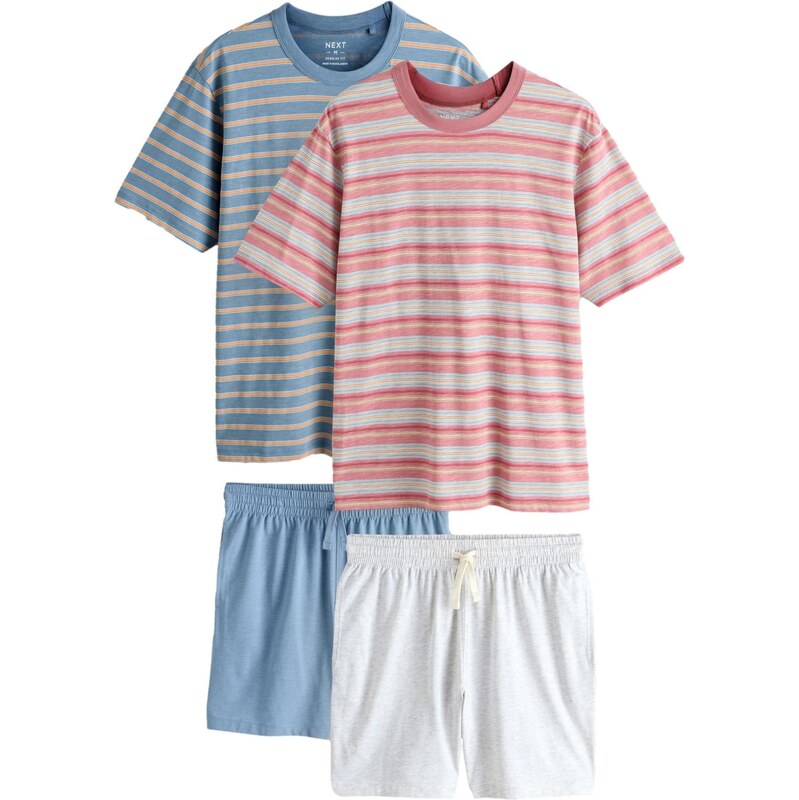 Next Krátke pyžamo pastelovo modrá / modrá melírovaná / oranžová / 67903481