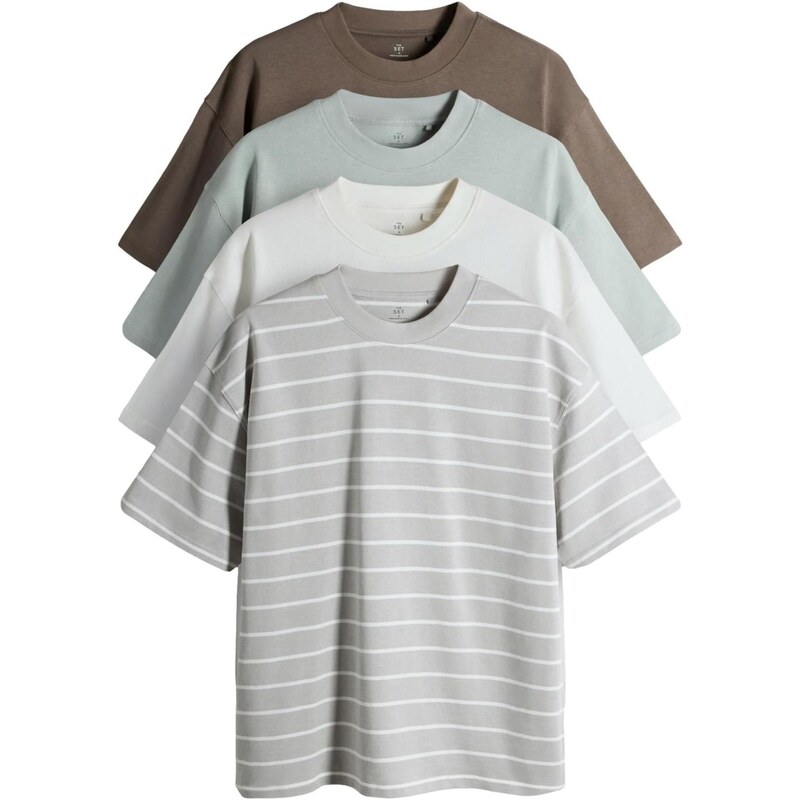 The Set Tričko hnedá / čadičová / svetlosivá / biela 67903651