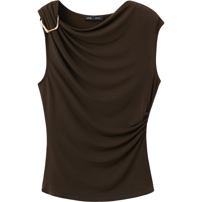 MANGO Top MILENA tmavohnedá 67903934