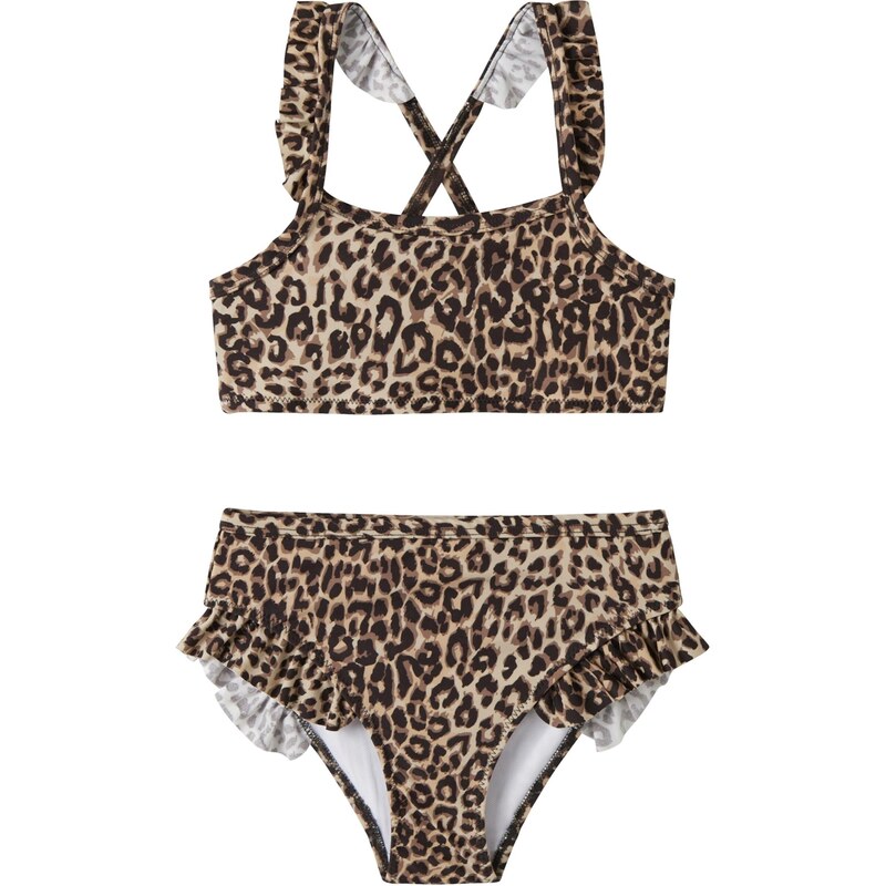 NAME IT Bikiny NMFZANIMAL svetlohnedá / tmavohnedá / čierna 67903955