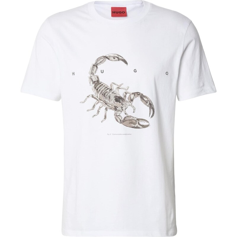 HUGO Tričko Discorb tmavošedá / farby bahna / biela 67904055