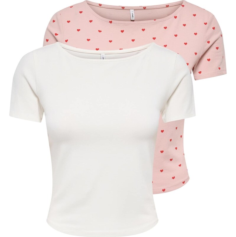 ONLY Tričko ONLSUSAN ružová / tmavočervená / šedobiela 67904228