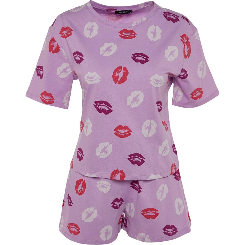 Trendyol Kraťasy fialová / orgovánová / ružová / biela 67904288