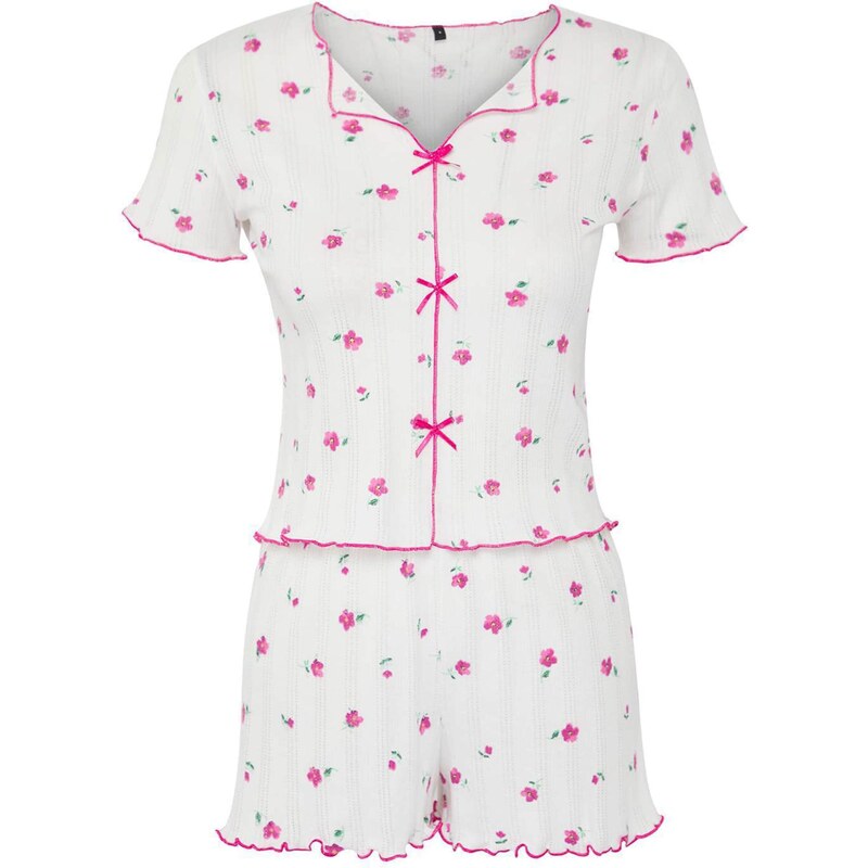 Trendyol Kraťasy žltá / zelená / tmavoružová / biela 67904315