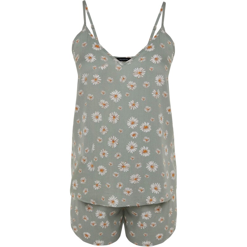 Trendyol Kraťasy pastelovo zelená / tmavooranžová / biela 67904343