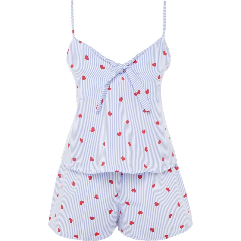 Trendyol Kraťasy modrosivá / červená / biela 67904340