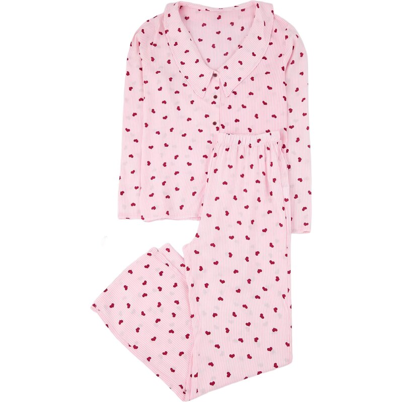 Trendyol Pyžamo ružová / tmavočervená 67904349