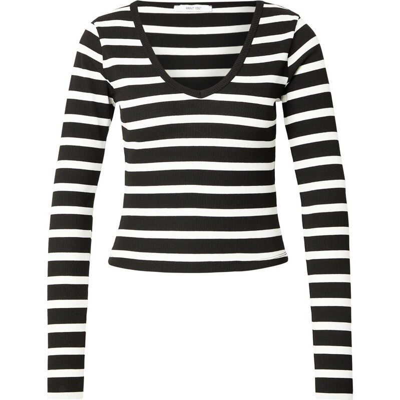 ABOUT YOU Tričko Cassia čierna / biela 67904368