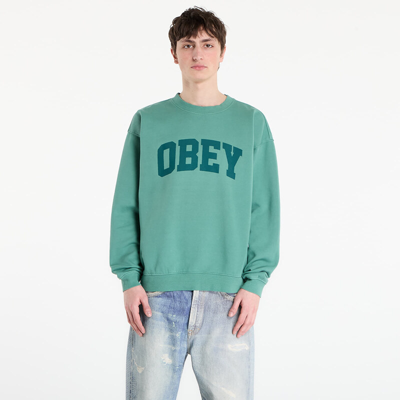 OBEY Clothing Mikina OBEY Collegiate Pigment Crew Pigment Rainforest L 67903394