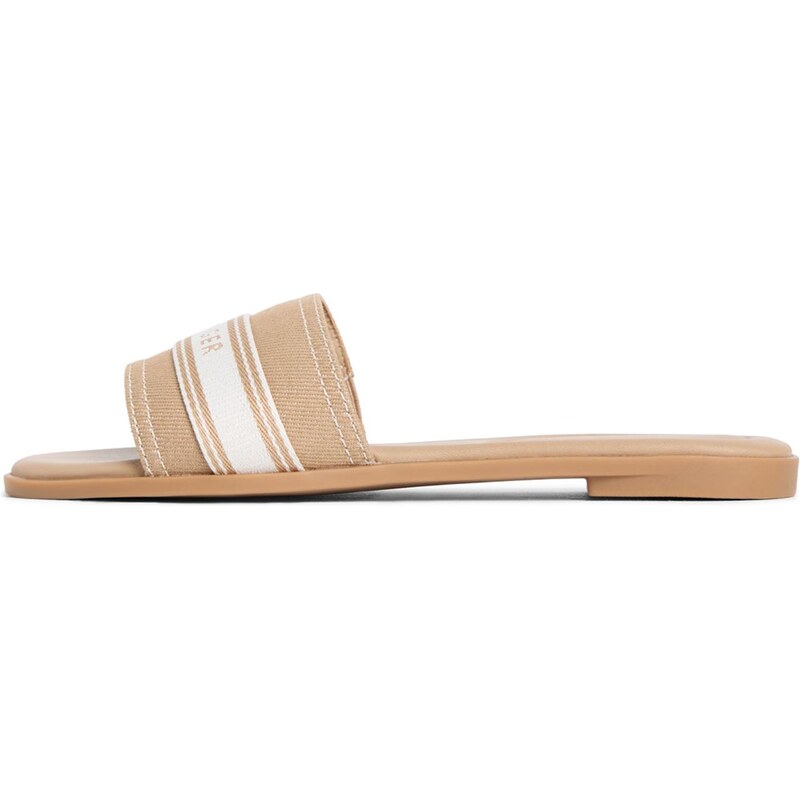 TOMMY HILFIGER Šľapky kaki / biela 67905933