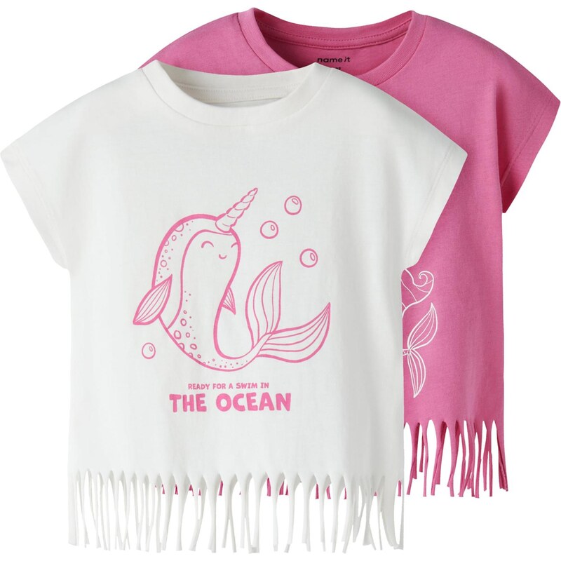 NAME IT Tričko NMFVALONE rosé / biela 67905972