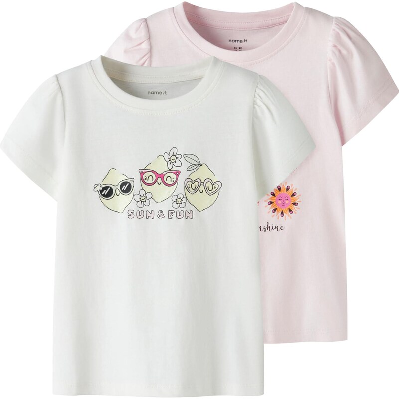 NAME IT Tričko NMFVIBEKE pastelovo žltá / ružová / čierna / biela 67906051