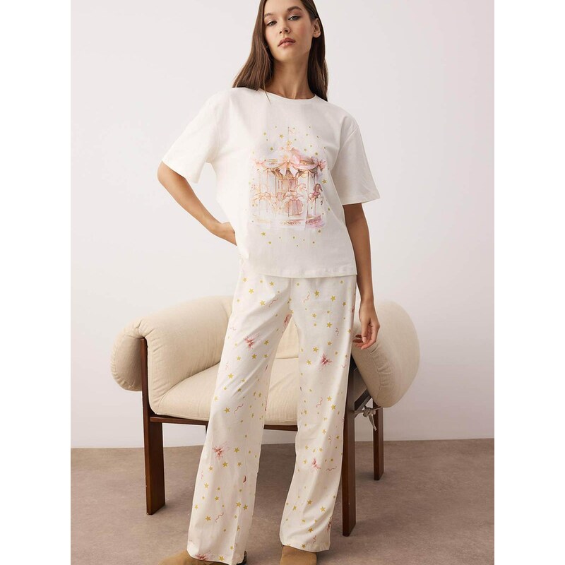 Trendyol Pyžamo nebielená / horčicová / ružová / staroružová 67906384