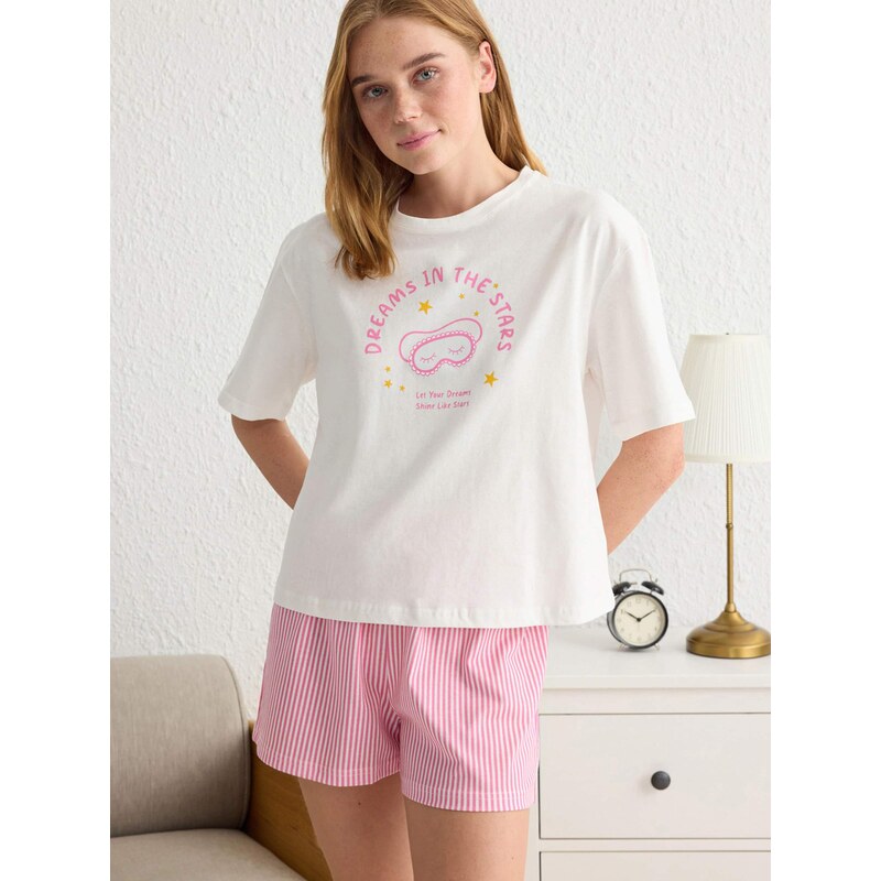 Trendyol Kraťasy žltá / ružová / biela 67906372