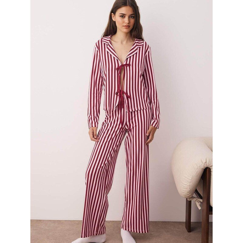 Trendyol Pyžamo burgundská / biela 67906424