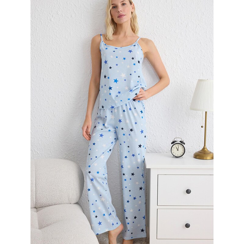 Trendyol Pyžamo modrá / námornícka modrá / pastelovo modrá / biela 67906448