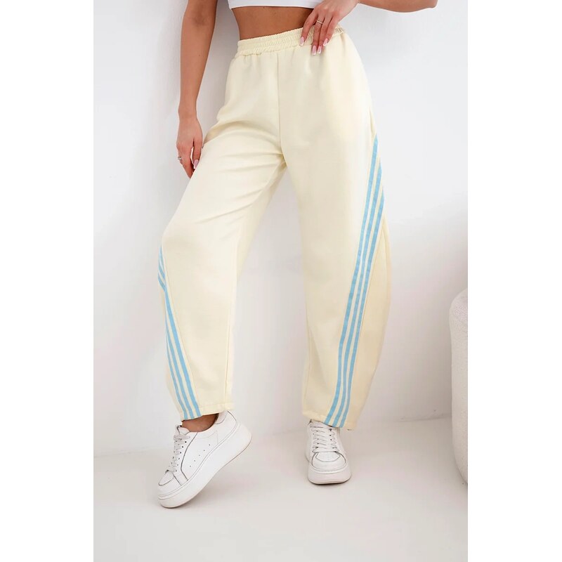 Kesi Włoski Dámske žlté nohavice s bočnými pásikmi 67834703