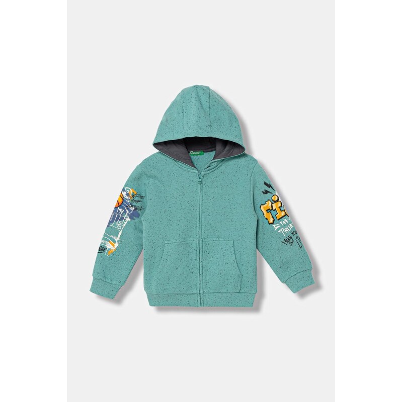 United Colors of Benetton mikina na zips s kapucňou detská bavlnená 67912203