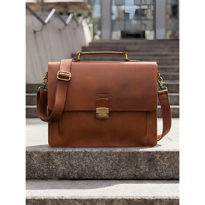 Pánska kožená aktovka Burkely Scott - koňak 20839701