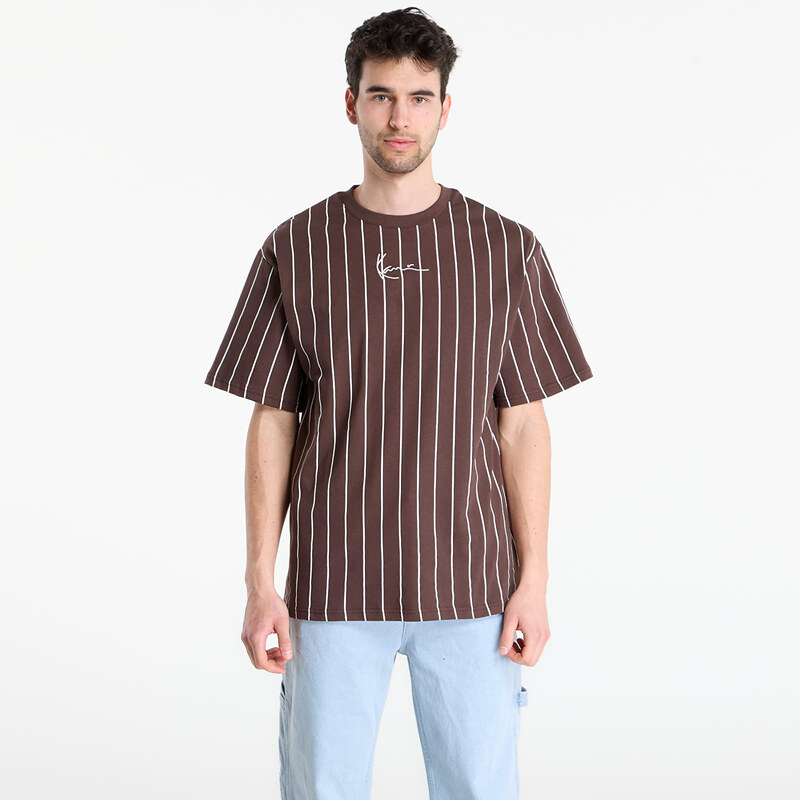 Tričko Karl Kani Small Signature Essential Pinstripe Tee Brown XL 67921231