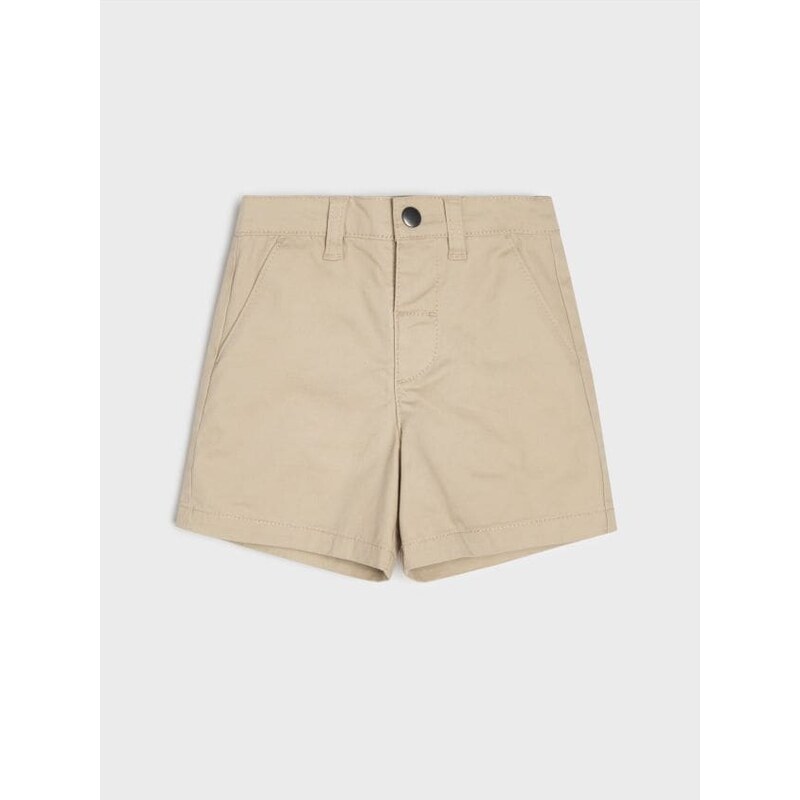 Sinsay - Jednofarebné bavlnené šortky - béžová 67923458